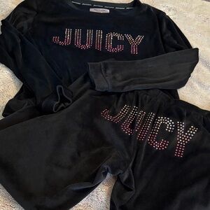 Juicy Couture Black Velour 2 Piece Set with Bling Logo